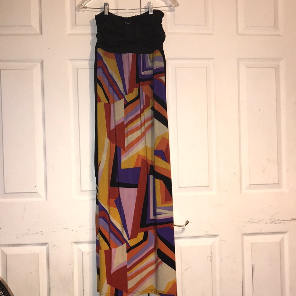 Women’s Strapless Geometric Maxi Dress